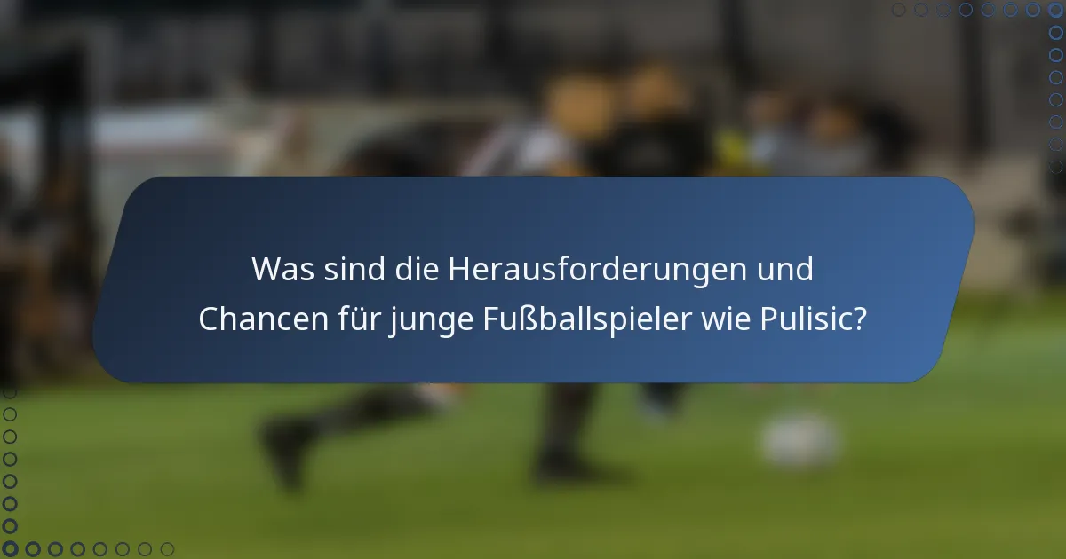 Was sind die Herausforderungen und Chancen für junge Fußballspieler wie Pulisic?