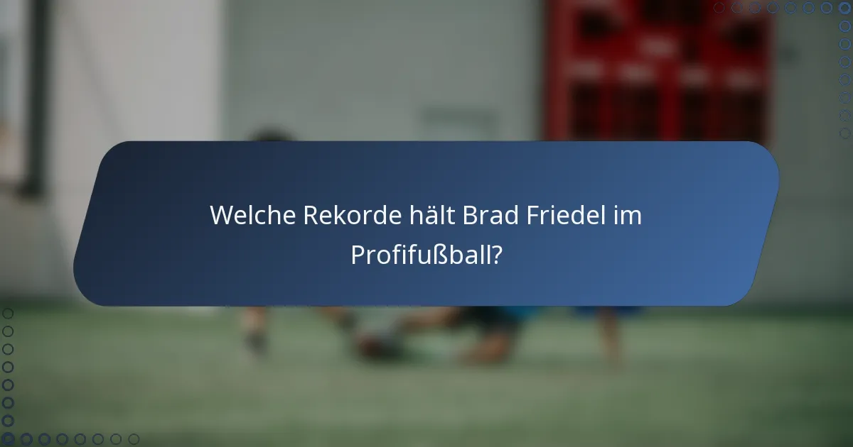 Welche Rekorde hält Brad Friedel im Profifußball?