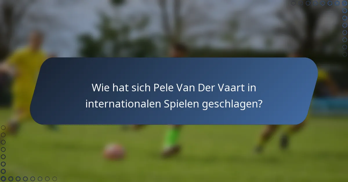 Wie hat sich Pele Van Der Vaart in internationalen Spielen geschlagen?